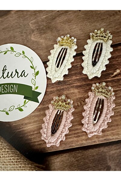 nature design مجموعة تاج الأميرة الحجري من Natura Design مكونة من 4 مشابك بإبزيم