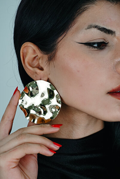 TRENDTAKI vintage asimetrik daire küpe gold kaplama 0194