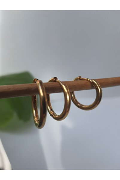 kurukafagift 3'lü Düz Halka  Çelik Küpe