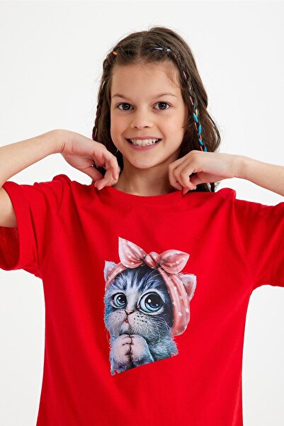 CC STORE mačka Štampano Crvena dečja majica za uzrast od 5 do 15 godina