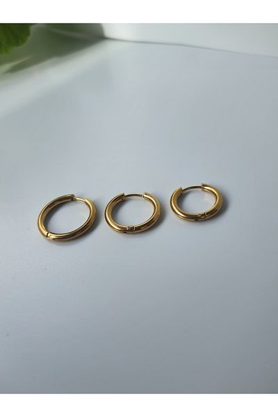 kurukafagift 3-Piece Plain Hoop Steel Earrings