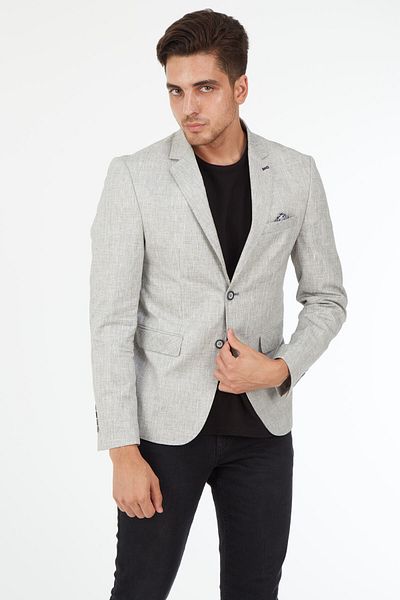 SPOSO 5123 Slim Fit Linen Ice Blue Men's Blazer Jacket