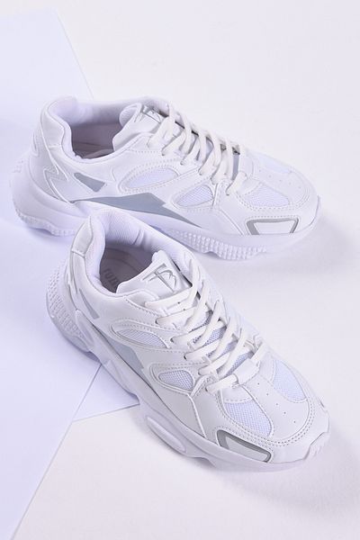 PowerSpeed Unisex White Comfortable Fit High Sole Lace-Up Sports Shoes