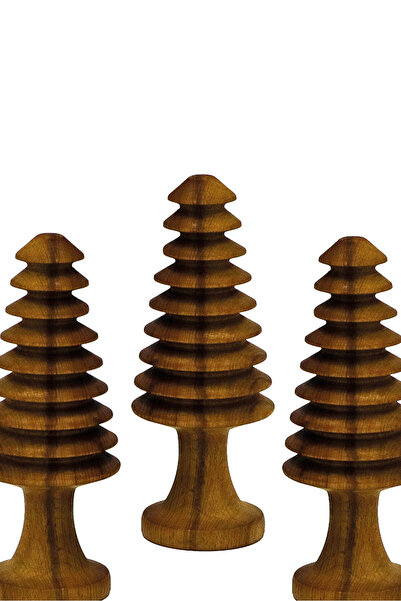 Genel Markalar Doğal Masif Ahşap Dalgalı Desen Dekorasyon Aksesuar Spiral Obje Biblo Yılbaşı Çam Ağacı 14x8 cm
