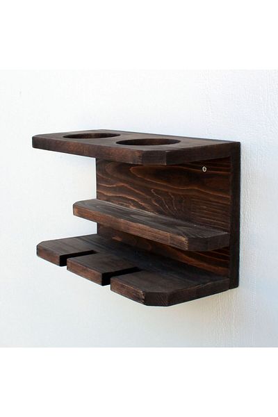 HOMS Wooden stand for 2 wine bottles and 2 glasses Homs 32 x 20 x 15 cm, brown