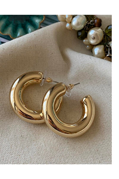 MRK Kadın 4 cm Büyük Kalın Çelik Yarım Halka Küpe