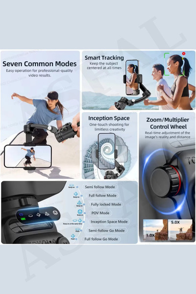 Asfal Akıllı Tripod Hareketli Gimbal Kumandalı Çok Amaçlı Video Selfie Telefon Tutucu