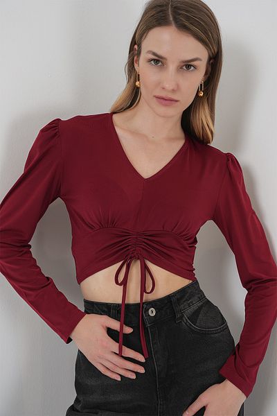 Bigdart 936 Bluză Crop Sandy - Roșu Claret