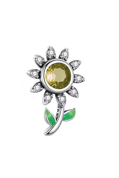 Fubena Ay Çiçeği Halka Gümüş Charm