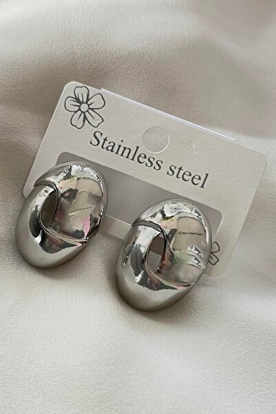 TAKIŞTIR Silver Color Steel Earrings (Pair)