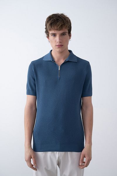 İLKCET MODA Μπλουζάκι Basic Knitwear με γιακά με φερμουάρ