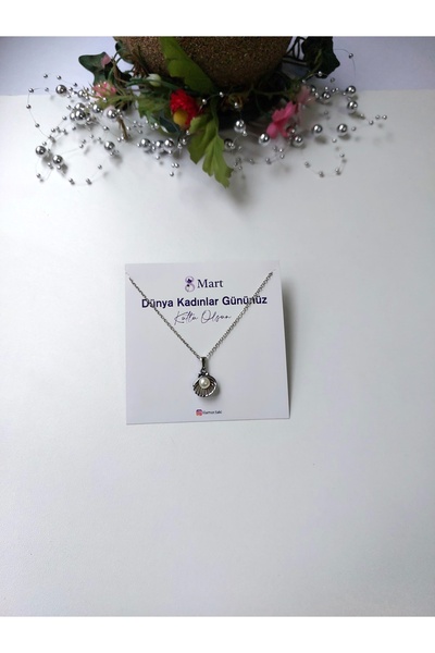 Lilamor 8 Mart Dünya Kadınlar Günü Hediyesi istiridye inci Kolye