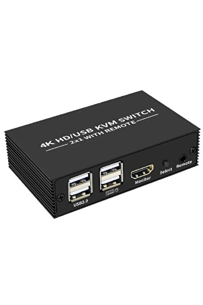 Genel Markalar 4306 Hdmi Kvm Switch 2 Port Usb Type C 2 PC Tek Kasa Klavye Mo...