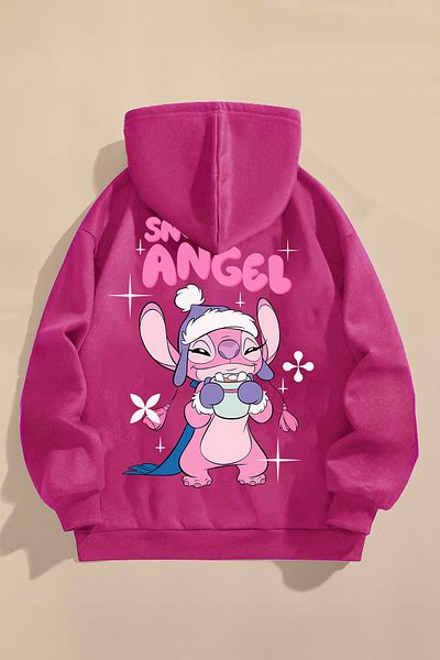 FEEL STYLE Дебел зимен вдигнат детски суичър - три нишки, щампа с букви