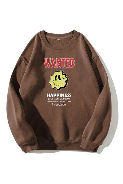 PURE EFFECT Унисекс кафяв суитшърт Wanted