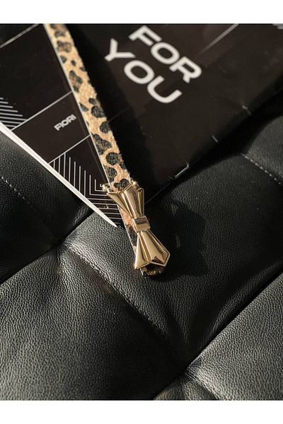 Fiori Cureaua leopard subtire pentru femei cu catarama papion, centura pentru haina, centura pentru camasa, centura pentru rochie