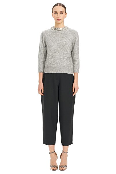 UTOPIAN Sıfır Yaka Taş Detaylı Triko Bluz