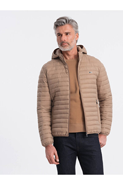 OMBRE Men's satin-finish bomber jacket with contrasting ribbed cuffs - black V1 OM-JALP-22FW-007 XL