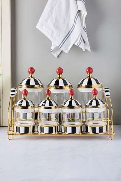 Perotti Maura Nero 7-Piece Spice Holder with Stand