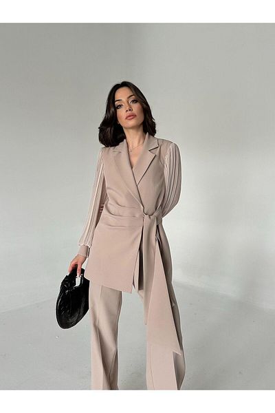 Vuntal BUTİK مجموعة مزدوجة بأكمام شيفون