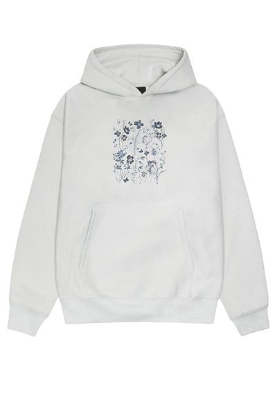PURE EFFECT Wide Fit Oversize Hooded Kangaroo 3 Thread Hooded White Sweatshirt