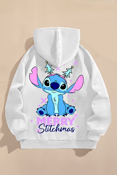 CC STORE Παιδικό φούτερ με τρεις κλωστές, λευκό φούτερ με στάμπα | Στιτς Χριστουγεννιάτικο Χριστουγεννιάτικο Εκτύπωμα