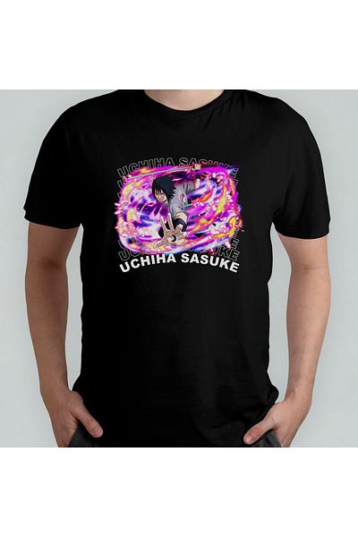 Pixxa Naruto - Sasuke Uchiha 100% βαμβακερό μπλουζάκι με λαιμόκοψη - Μοντέλο 3