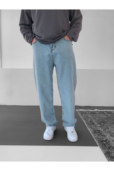 NO1 KONSEPT Blue Baggy Fit Relaxed Fit Jean Trousers