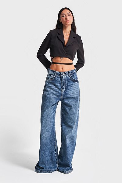its basic Γυναικείο μπλε τζιν χρώμα 4W4-24 Mega Baggy Fit 100% Koton Super Loose τζιν τζιν