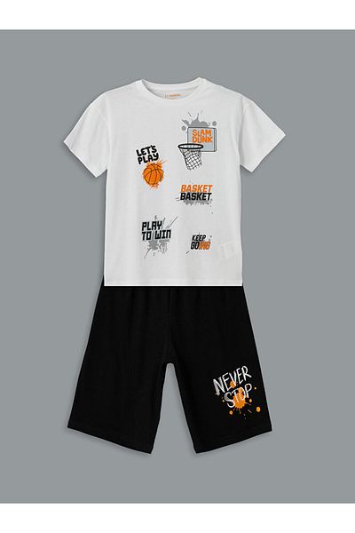 LC Waikiki New Season Crew Neck Boys' Shorts Pajama Set - S5Ap14Z4
