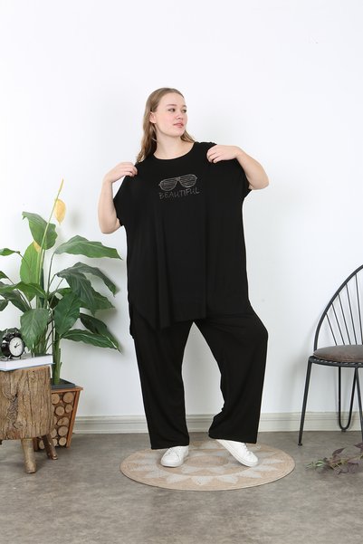 XL Modam Women's Licrated Viscose Chest Sleeve Lace Plus Size Suit