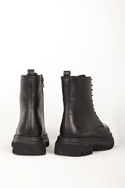 Dericlub Dericlub Women's Thick Soled Lace-Up Casual Boots Real Leather Br 66357 Black