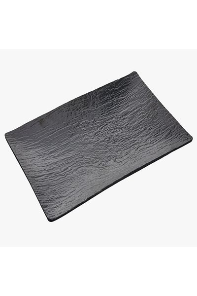 HIC Melamine Regtangular Serving Plate Black Color Size 40 cm