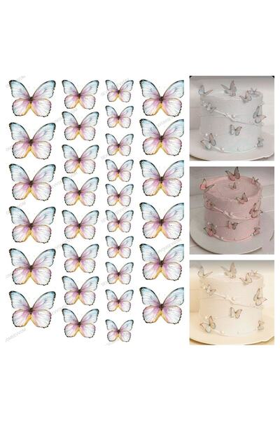 sevvom Yenilebilir Kağıt Kelebek Resimli Pasta Kurabiye Üstü Baskı Kağıdı