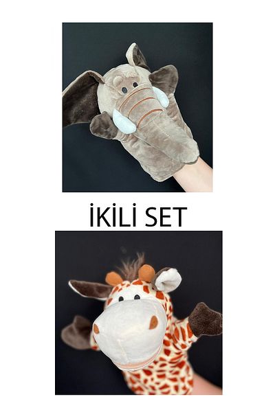 PeriYedi Hand Puppet Elephant and Giraffe Friends Hand Puppet Set of Two