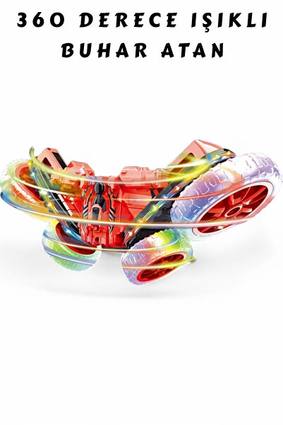 YILDIRIM OYUNCAK Uzaktan Kumandalı Full Fonksiyon Şarjlı Işıklı, Buharlı Sprey Atan 360 Stunt Araba Akrobatik Ledli