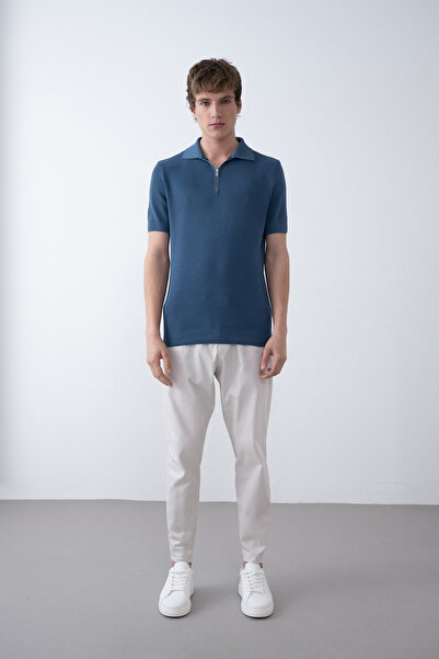 İLKCET MODA Футболка на блискавці з коміром Basic Sweater