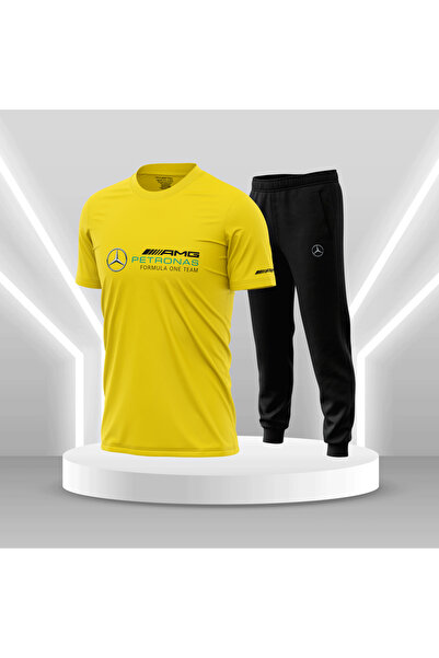 Bulvar Lee Ανδρικό καλοκαιρινό σετ φόρμας με λαιμόκοψη με λαιμόκοψη 95% βαμβάκι 5% λύκρα Mercedes Benz με τύπωμα