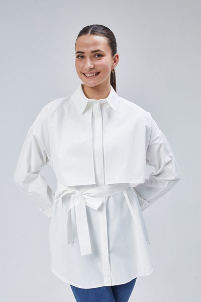 lurex moda قميص بحزام مع رداء