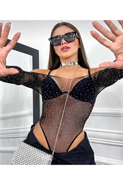 patsimor Yeni Sezon zi Giyim Taşlı BodySuiTaçı Dünya