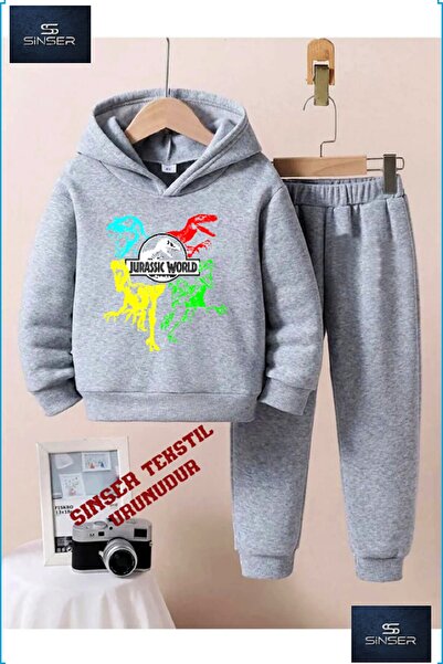 SS SİNSER Παιδικό σετ φόρμας με κουκούλα και στάμπα  "JURASSIC WORLD DINZR "