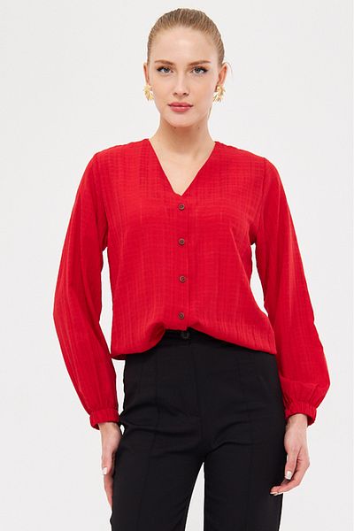 armonika Women's Red Sleeve Elastic Wrap Shirt Arm-24K 001002