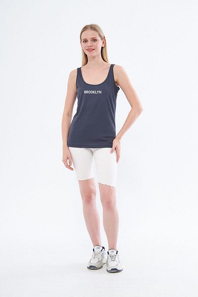 Moda Işık Brooklyn Printed Thick Strap Athlete's Tank Top - Anthracite Color