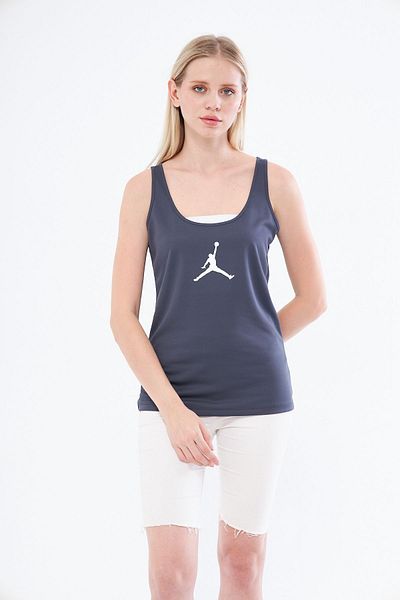 Moda Işık Jordon Printed Anthracite Color Athlete's Tank Top - Thick Strap