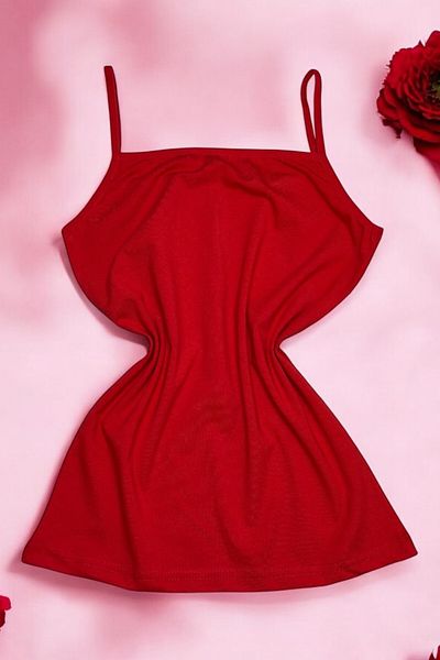Gizli Butik Red Women's Undershirt - Cotton, Rope Strap and Lycra