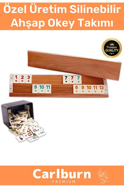 Carlburn Premium Antibacterial Dirt-Resistant Scratch-Resistant Erasable Flash Wooden Okey Set