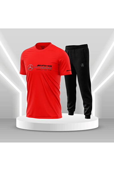 Bulvar Lee Erkek Sıfır Yaka Günlük %95 Pamuk %5 Likra Mercedes Benz Baskılı Yazlık Eşofman Takımı