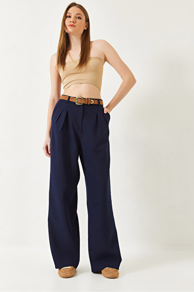 Bianco Lucci Dámské široké pánské tkané kalhoty 60271019