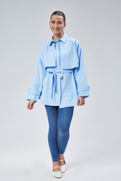 lurex moda Robalı Kuşaklı Gömlek