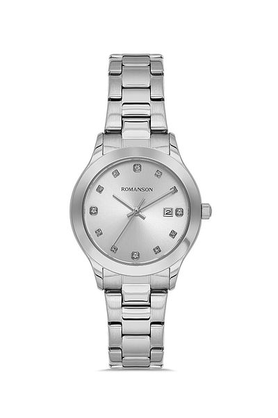 Romanson Rm4205Uu1Was2W Steel Cord Silver Color Stone Women's Wristwatch with Calendar